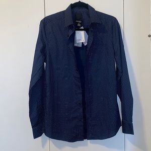 H&M Navy Polka dot button down